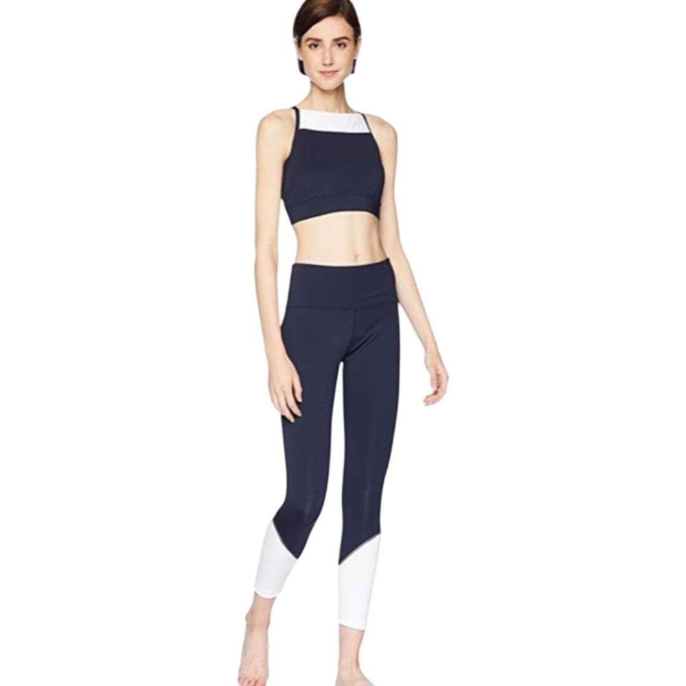 Kate Spade Navy White California‎ Dreaming High Rise Cropped Leggings Size M